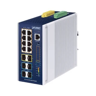 Switch Administrable Industrial Capa 3 Planet Igs-6329-8Up2S2X 8 Puertos PoE Gigabit 802.3Bt, 2 Puertos Sfp De 1 G/2.5 G, 2 Puertos Sfp 10 G