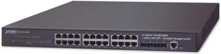 Switch Planet Sgs-6341-24T4X 24 Puertos/Administrable Capa 3/4-Puertos 10G Sfp+/Apilable/Color Negro