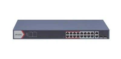 Switch PoE+ Hikvision Ds-3E1318P-Ei(B) 16 Puertos 10/100 Mbps PoE+/2 Puertos 1000 Mbps Uplink/2 Puertos Sfp De Uplink/Administrable/Hasta 300M/230 W