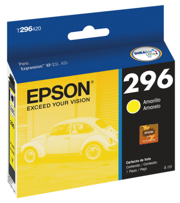 Cartucho De Tinta Epson 296 Color Amarillo, T296420-Al