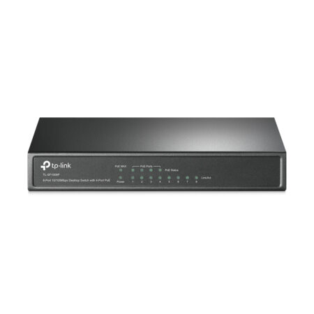 Switch Tp-Link Tl-Sf1008P 8 Puertos 10/100Mbps Con 4 Puertos PoE 66W Metálico