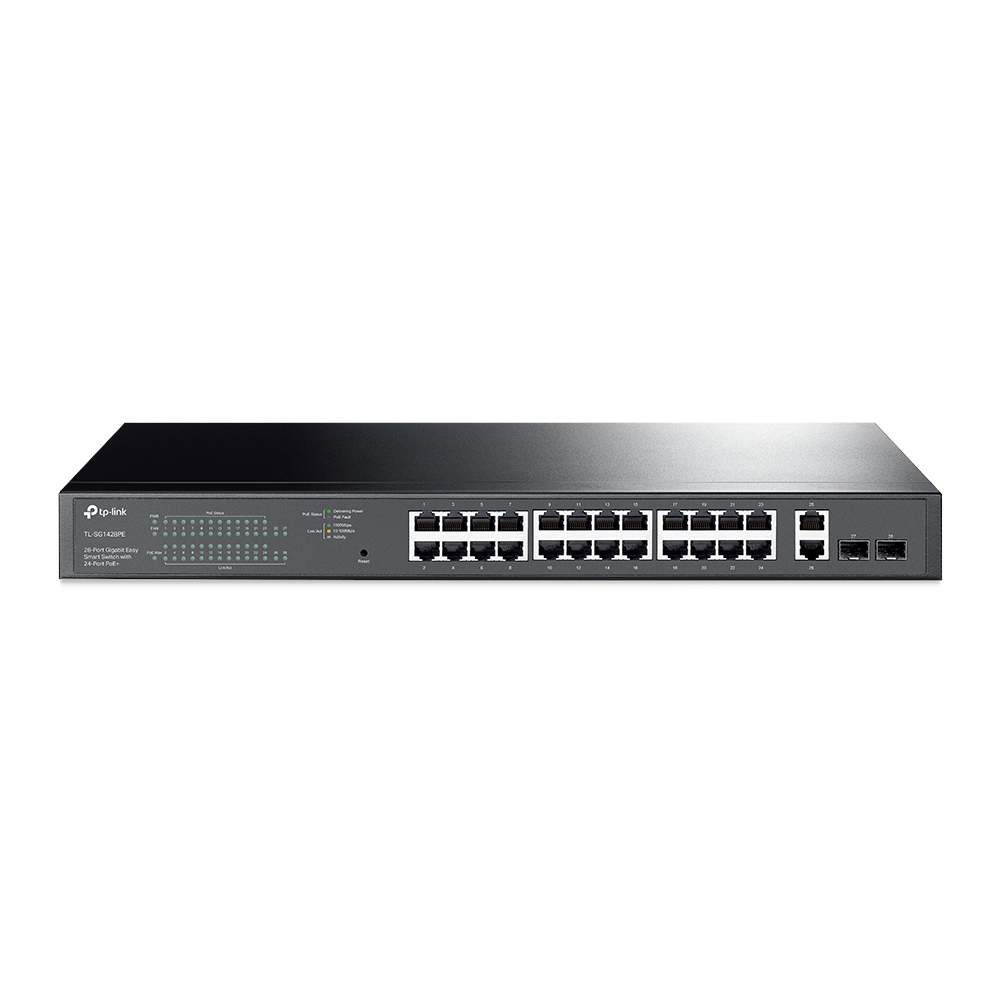 Switch Tp-link Gigabit Ethernet Tl-sg1428pe 28 Puertos 10/100/1000 + 24 Puertos Poe + 2 Puertos Sfp, 56 Gbit/s