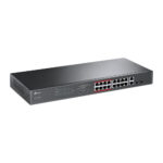 Switch PoE Tp-Link Tl-Sl1218Mp, 10/100Mbps + 2 Gigabit, Negro, 18,7W, 16 Puertos