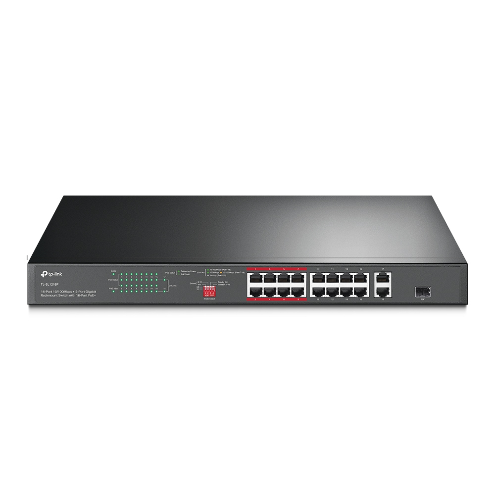 Switch Poe Tp-link Tl-sl1218p No Administrable 16 Puertos 10/100 Poe+