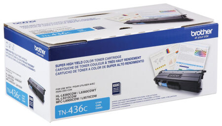 Tóner Brother Valor Tn436C Cian – Rendimiento Aproximado 6, 500 Páginas, Compatible Con Mfcl8900Cdw, Mfcl9570Cdw, Hll9310Cdw