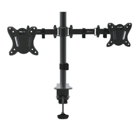 Getttech Soporte Para 2 Pantallas - De 10 A 30 Pulgadas, 10 Kg, Negro, Vesa 100X100Mm Inclinacion +- 45, Mod. Tw-1404