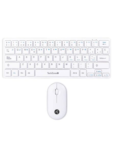Kit Teclado Y Mouse Inalambrico Techzone Tzaccbi04 Young Pop White, 64 Teclas, 1200Dpi, Color Blanco