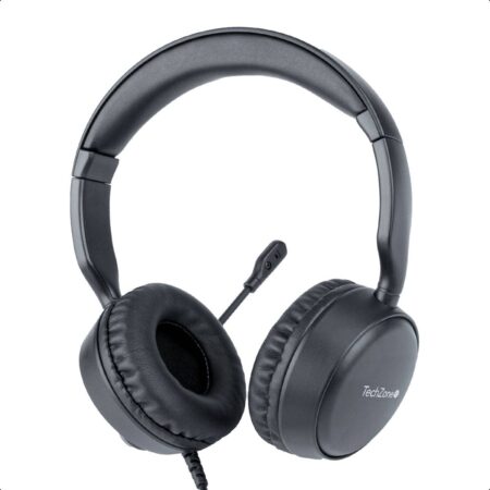 Diadema Alámbrica Con Micrófono Tzacdii02 Techzone, Color Negro, Conexión USB-A, Banda Para Cabeza Acojinada, Impedancia De Micrófono De 2200 W