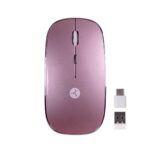 Mouse Slive Recargable Rosa Con Nano Receptor Tipoc Y USB A, Mousepad Incluido, Techzone, Tzacmoi27, Dpi:1000,1200,1600
