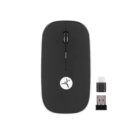 Mouse Sliveblack Recargable Negro Con Nano Receptor Tipoc Y USB A, Mousepad Incluido, Techzone, Tzacmoi30, Dpi: 1000, 1200, 1600