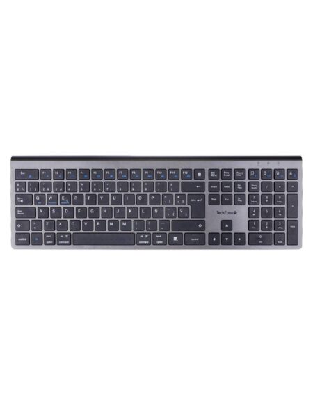 Teclado Hefestos Recargable Con Conexión Bluetooth Techzone Tzactcb01 Color Plata, Qwerty. Compatibilidad: Windows, Android Y Macos.