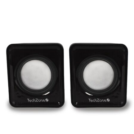 Sistema De Bocinas Techzone 2.0 Con Conexión 3.5Mm – Ideal Para Laptop O Pc.1 Año De Garantía.