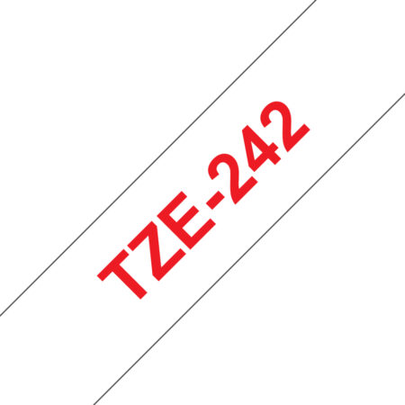 Cinta Brother Tze242 Rojo En Blanco, 18Mmx8M