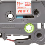 Cinta Brother Tze242 Rojo En Blanco, 18Mmx8M