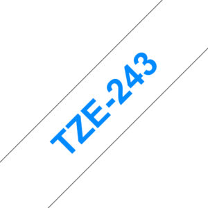 CINTA BROTHER TZ-243 LAMINADA AZUL SOBRE BLANCO 18MMX8M PT300/310B/330/530, TZE243