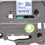 Cinta Brother Tz-243 Laminada Azul Sobre Blanco 18Mmx8M Pt300/310B/330/530, Tze243