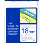 Cinta Brother Tz-243 Laminada Azul Sobre Blanco 18Mmx8M Pt300/310B/330/530, Tze243