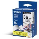Cinta Brother Tze261 Negro/Blanco De 36Mm, 8 Metros