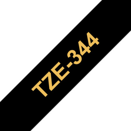 Cinta Brother Tze344 Laminada Dorado Sobre Negro 18Mmx8M