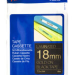 Cinta Brother Tze344 Laminada Dorado Sobre Negro 18Mmx8M