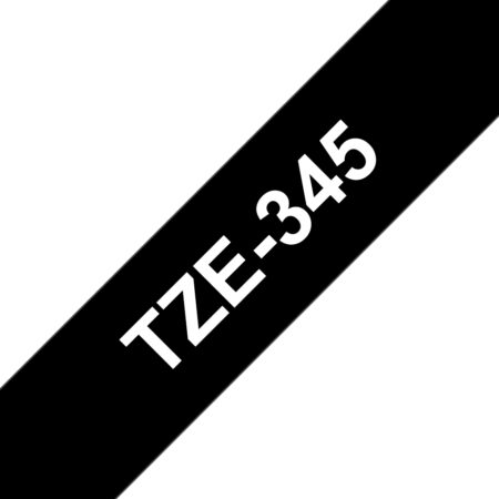 CINTA BROTHER TZE345 BLANCO SOBRE NEGRO, 18MMX8M