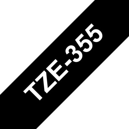 Cinta Brother Tze355 Blanco Sobre Negro, 24Mmx8M
