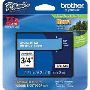Etiqueta Azul Continua Laminada Brother Tze545 – De 18 Mm De Ancho X 8 Mts De Largo. Impresión En Blanco.