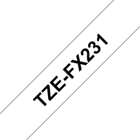 Cinta Brother Tzefx231 Flexible Negro Sobre Blanco De 12Mm