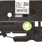 Cinta Brother Tzefx231 Flexible Negro Sobre Blanco De 12Mm