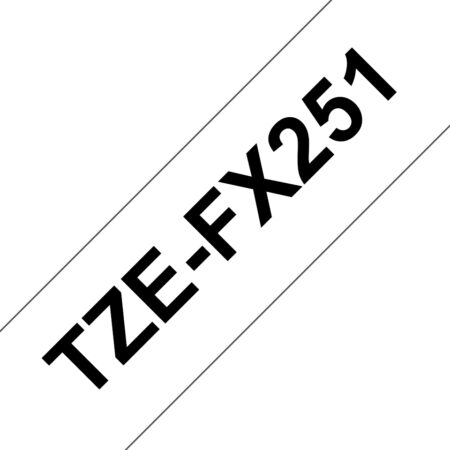 Cinta Brother Tzefx251 Laminada Flexible, Texto Negro Fondo Blanco, 24Mmx8M
