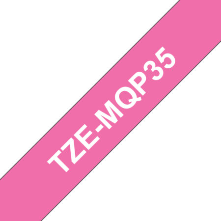 Cinta Brother Tzemqp35, Laminada Estandar Texto Blanco Fondo Rosa, Tz, 12Mm X 5 Mts