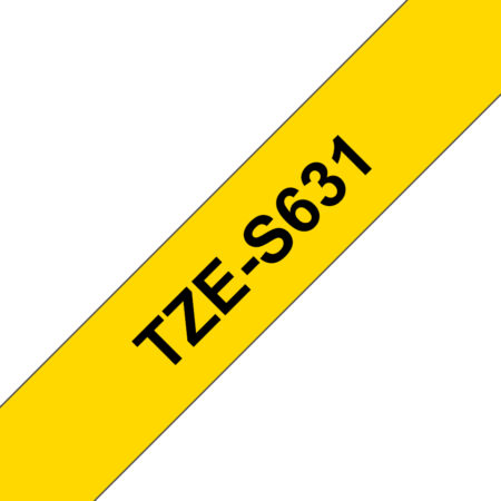 CINTA BROTHER TZES631 NEGRO SOBRE AMARILLO 12MM X 8M