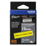 Etiqueta Amarilla Continua Laminada Con Adhesivo Super Resistente Brother Tzes631 - De 12 Mm De Ancho X 8 Mts De Largo.