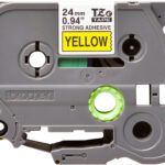 Cinta Brother Tzes651 Negro Sobre Amarillo 24Mm, 8 Metros