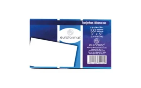 Paquete C/100 Piezas Tarjeta Bibliografica Euroformas Ti0003 Color Blanco 5X8