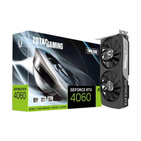 T/Video Zotac Zt-D40600E-10M Geforce Rtx 4060 8Gb Twin Edge, 8Gb Gddr/128-Bit/PCIE 4.0/Hmdi/3Xdp/Dual Fan