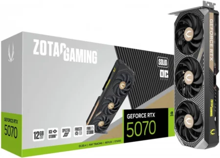 T/Video Zotac Gaming Zt-B50700J-10P/Geforce Rtx 5070 Solid Oc/12Gb Gddr7/PCI-Express 5.0 X16/DP X3/Color Negro