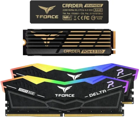 MEMORIA DDR5 32GB 6000MHZ TEAMGROUP T-FORCE DELTA FF3D532G6000HC38ADC01 (2X16GB), RGB, COLOR NEGRO, CL38, XMP