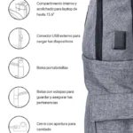 TechZone TZ19LBP02 mochila Negro / Gris Nylon, Poliéster