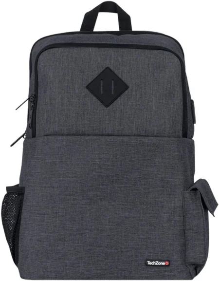 TechZone TZ19LBP02 mochila Negro / Gris Nylon, Poliéster