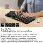 TECLADO ALAMBRICO GENIUS RGO KB-700, REPOSAMUÑECAS, COLOR NEGRO, 31310053401