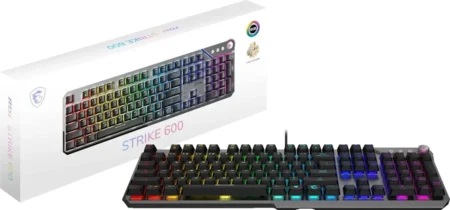 Teclado Alambrico/Mecanico Silencioso/Gamer MSI Strike 600 Silent Us Rgb/Ingles/Color Negro