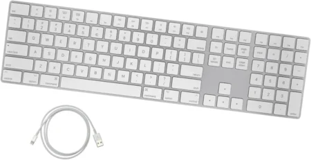 Apple MK293LL/A teclado USB + Bluetooth QWERTY Inglés de EE.UU. Plata, Blanco