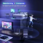 Router WiFi 6 Ax1500 Tenda Rx2Pro Doble Banda/5 Antenas De Alta Ganancia De 6Dbi/3 Puertos LAN Gigabit/Wpa3+Ofdma+Mu-MIMO/Color Negro