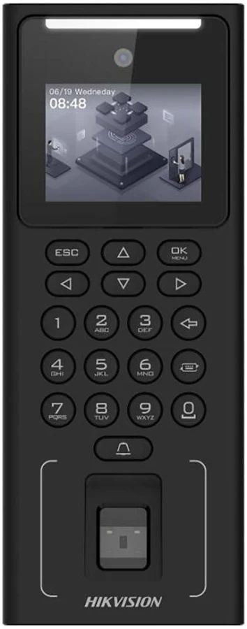 Control De Acceso Min Moe WiFi Hikvision Ds-K1T343Efwx-B/S/1500 Rostros/3,000 Huellas/3,000 Tarjetas/Lee Codigos Qr/Videoportero/Deteccion De Cubreboca
