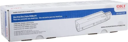 Toner Okidata 44917601 B431/Mb49/12 Mil Paginas/Color Negro