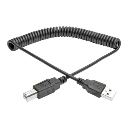 Cable Espiral USB 2.0 Tripp-Lite U022-010-Coil – USB A, USB B, Macho/Macho, 3, 05 M, Negro