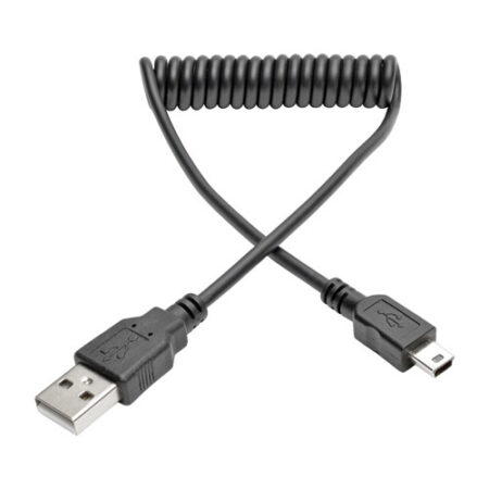 Cable Espiral USB 2.0 Tripp-Lite U030-006-Coil – USB A, Mini-USB B, Macho/Macho, 1, 8 M, Negro