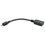 Cable Adaptador Tripp-Lite U052-06N - 0, 15 M, Micro-USB B, USB A, Macho/Hembra, Negro