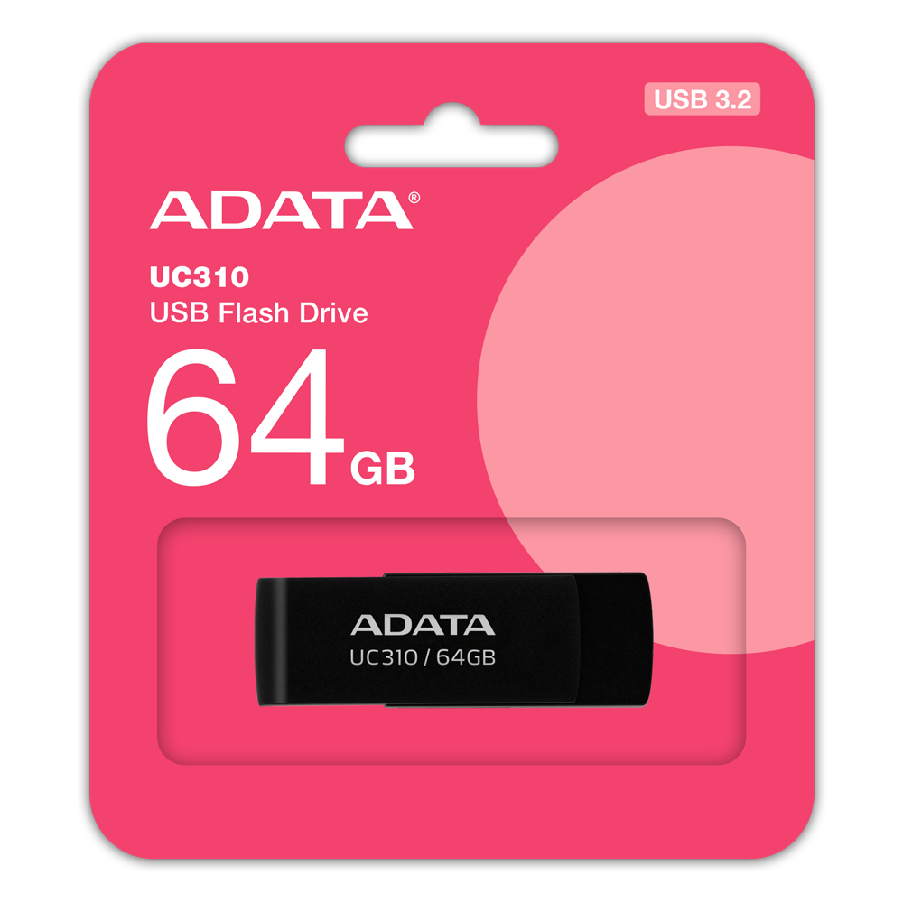 Memoria Usb 3.2 64gb Adata Uc310 Negro, Uc310-64g-rbk